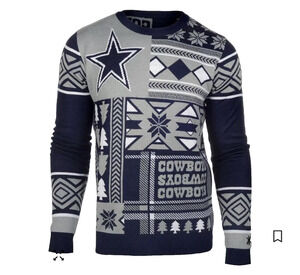 NFL Dallas Cowboys Team Apparel Ugly Christmas Sweater Men’s Medium Blue Knit